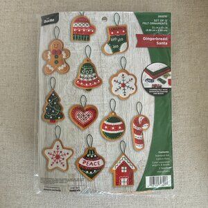 Bucilla Gingerbread Santa Felt Ornaments New 89301E